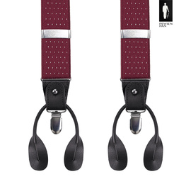 Szelki męskie bordowe w mikrokropki z zapięciem 2w1