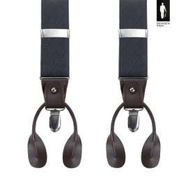 Szelki męskie ciemnoszare w romby z zapięciem 2w1