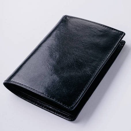 Męski czarny portfel z bilonówką
