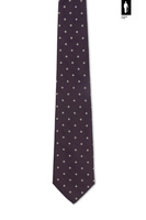 Jedwabny krawat śliwkowy z szarym mikrowzorem