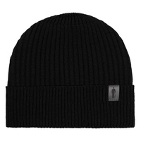 Czapka męska z wełny merino czarna dzianina