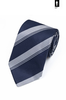 Jedwabny krawat granatowy w białe pasy