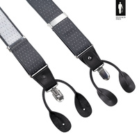 Szelki męskie ciemnoszare w mikrowzór – eleganckie szelki 2w1 z guzikami i klamrami