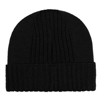 Wełniana czapka męska z czarnej dzianiny 100% merino