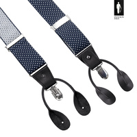 Szelki męskie granatowe w kropki z zapięciem 2w1