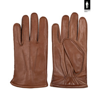 Rękawiczki męskie z jagnięcej skóry ocieplane jasny brąz