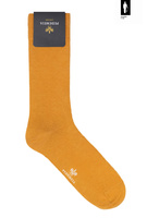 Gładkie musztardowe skarpetki Pedemeia z bawełny organicznej