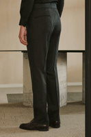 Antracytowe spodnie wysoki stan z wełnianej flaneli