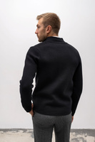 Sweter męski czarny na zamek z kieszeniemi styl militarny