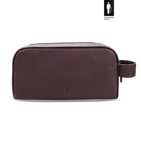 Męska skórzana kosmetyczka podróżna Pewien Pan – brąz bordowy