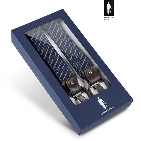 Szelki męskie granatowe w mikrowzór z zapięciem 2w1