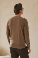 Brązowy sweter męski V-neck bawełna