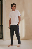 Piżama męska z długimi spodniami z granatowej satyny