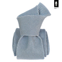 Błękitnobiały krawat z jedwabnej grenadyny