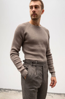 Beżowy sweter męski z bawełny i wełny