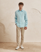 Lniana koszula męska w kolorze błękitnym