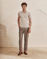 Beżowe spodnie wysoki stan z delikatnej wełny