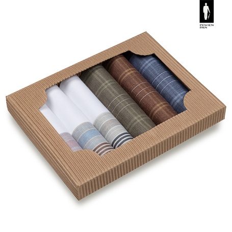 Bawełniane chusteczki męskie w paski i kratkę (kolorystyczny mix) – zestaw 6 sztuk