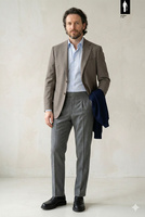 Beżowa marynarka męska z wełnianej flaneli w stylu włoskim