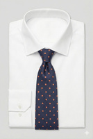 Jedwabny krawat granatowy z pomarańczowym mikrowzorem