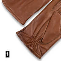 Rękawiczki męskie z jagnięcej skóry ocieplane jasny brąz