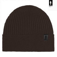Czapka męska zimowa z wełny merino brązowa