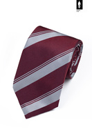 Jedwabny krawat czerwony w białe pasy