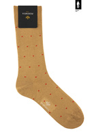 Musztardowe skarpety w groszki Pedemeia – bawełna organiczna