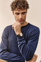 Granatowy sweter O-Neck z miękkiej bawełny