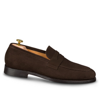 Mokasyny z brązowego zamszu Goodyear Welted - Penny Loafers