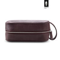 Męska skórzana kosmetyczka podróżna Pewien Pan – brąz bordowy