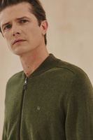 Ciemnozielony kardigan męski z czystej bawełny