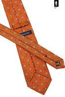 Pomarańczowy jedwabny krawat w geometryczno-kwiatowy wzór