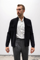 Sweter męski czarny na zamek z kieszeniemi styl militarny