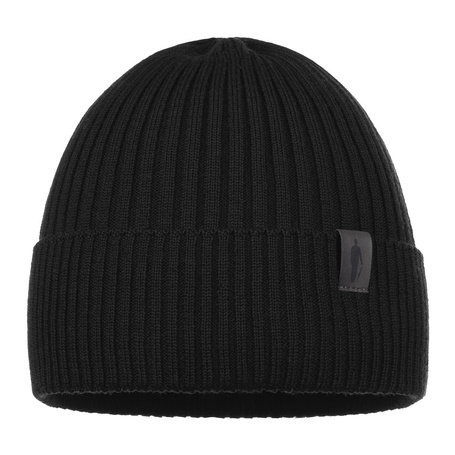 Czapka męska z dzianiny szara wełna merino