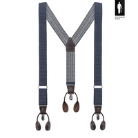 Szelki męskie granatowe w mikrowzór z zapięciem 2w1