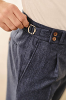 Granatowe spodnie wysoki stan z wełnianej flaneli