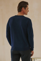 Granatowy sweter męski V-neck bawełna