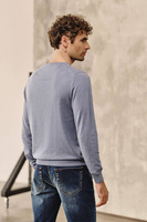 Błękitny sweter V-Neck z delikatnej bawełny