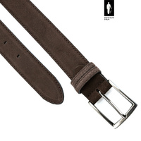 Pasek męski ciemnobrązowy zamsz