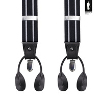 Szelki męskie czarne w paski z zapięciem 2w1