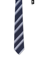Jedwabny krawat granatowy w białe pasy