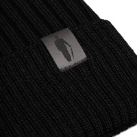 Czapka męska z wełny merino czarna dzianina