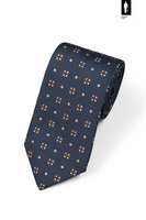 Ciemnoszary krawat jedwabny z pomarańczowym wzorem