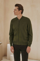 Ciemnozielony kardigan męski z czystej bawełny