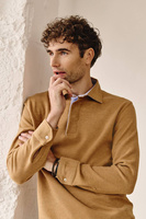 Musztardowa bluza polo z grubej bawełny 100%