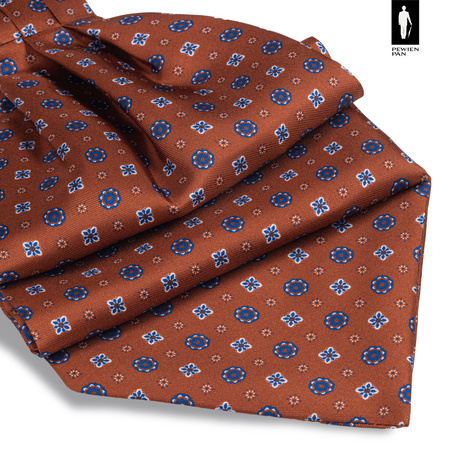 Jedwabny fular jasnobrązowy w drobny wzór