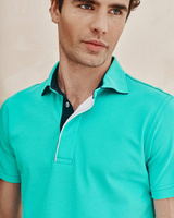 Turkusowa koszulka polo z bawełnianej piki