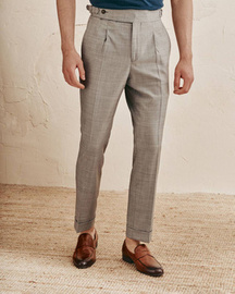 Szare spodnie wysoki stan z wełny sharkskin