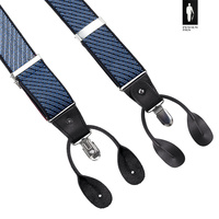 Szelki męskie granatowe we wzór żakardowy z zapięciem 2w1